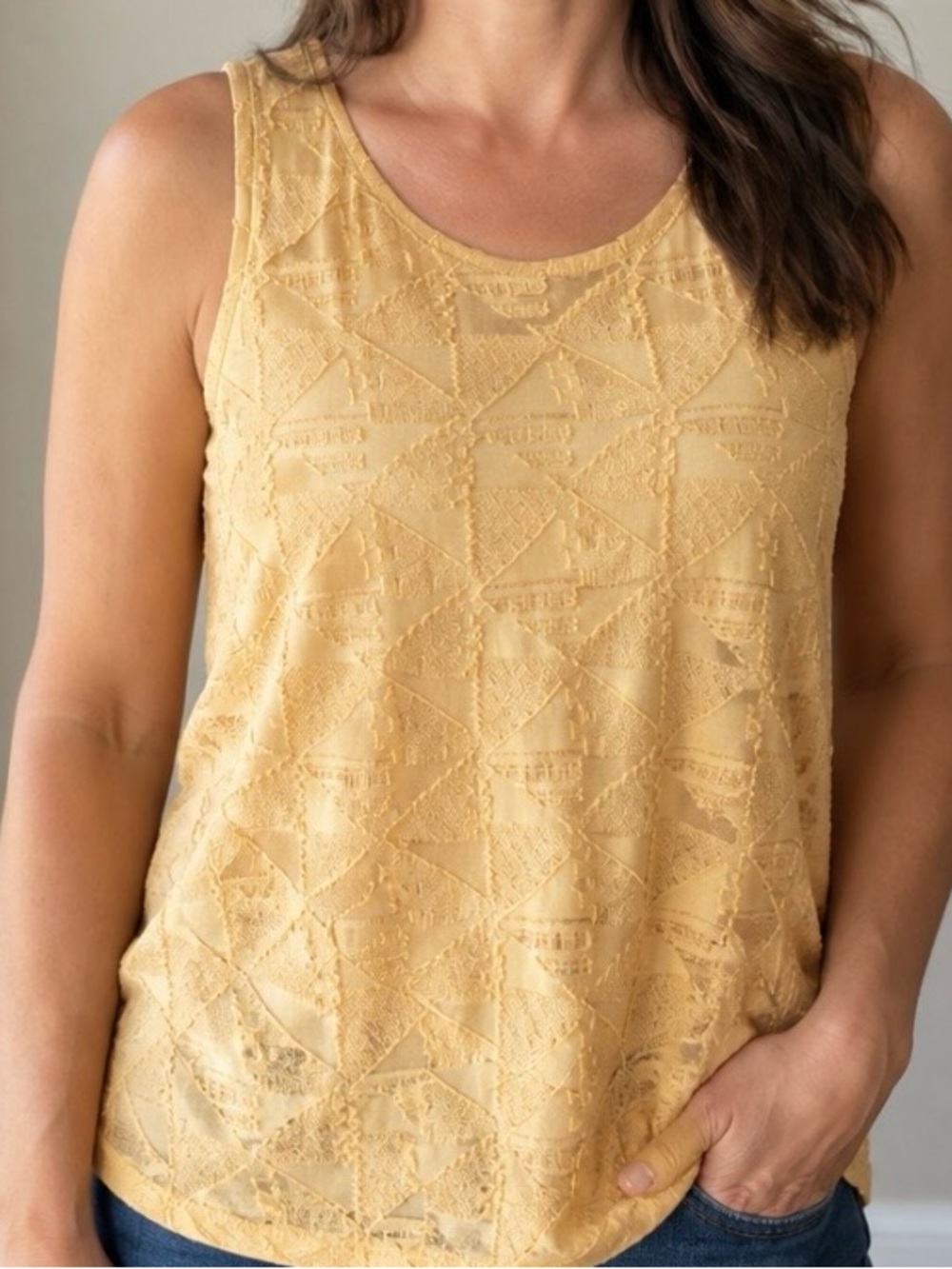 Susina Yellow Textured Tank Top